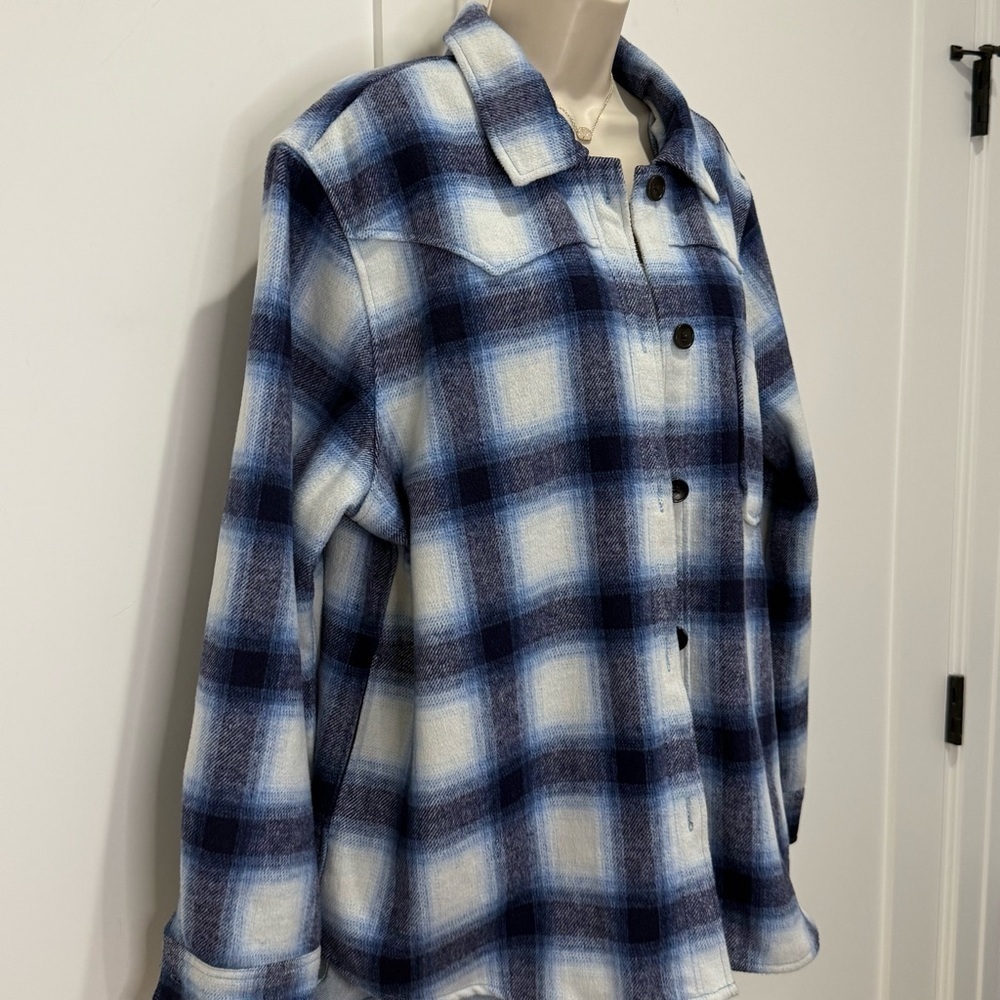 Rails Tripp Flannel Plaid Shirt Jacket XL Blue Western Shacket Cozy Country Warm - Picture 9 of 16